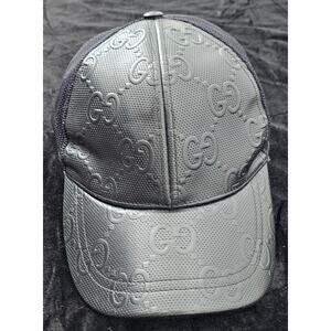 Gucci GG Embossed Perforated black Leather Baseball Cap